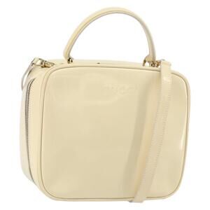GUCCI Bamboo Hand Bag Enamel 2way Outlet White Gold 000 270 0323 Auth 147500